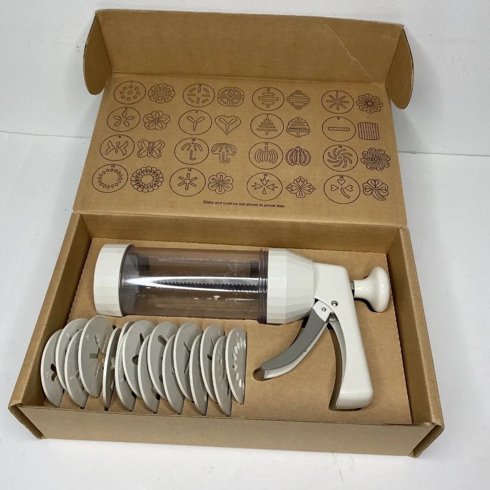 Pampered Chef Cookie Press 1525 Retired 15 Disks Designs Spritz Cookies